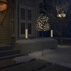 Greatstore Božično drevesce z 220 LED lučkami beli češnjevi cvetovi 220 cm
