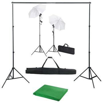shumee vidaXL Komplet za fotografski studio z ozadjem, svetilkami in dežniki