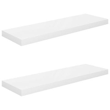 Vidaxl Lebdeče police 2 kosa visok sijaj bele 80x23,5x3,8 cm MDF