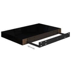 Vidaxl Stenske police 4 kosi visok sijaj črne 40x23x3,8 cm MDF