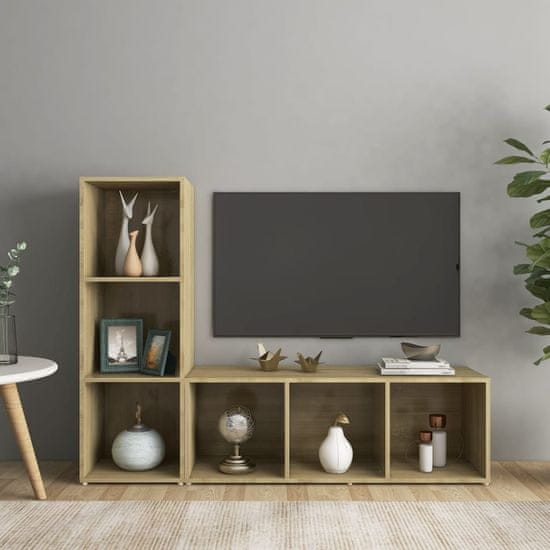 Vidaxl TV omarica 2 kosa sonoma hrast 107x35x37 cm iverna plošča