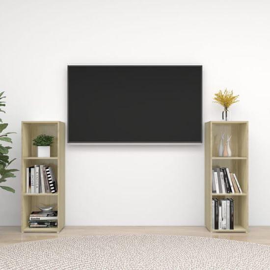 Vidaxl TV omarica 2 kosa sonoma hrast 107x35x37 cm iverna plošča