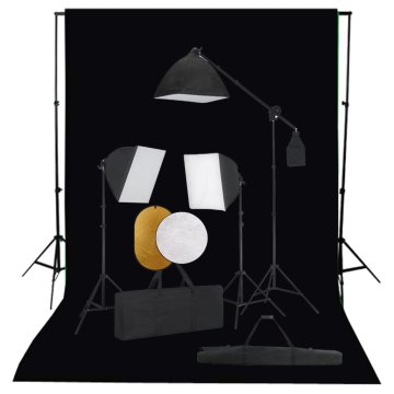 Vidaxl Foto studijski komplet s softboxi, ozadjem in odbojnikom