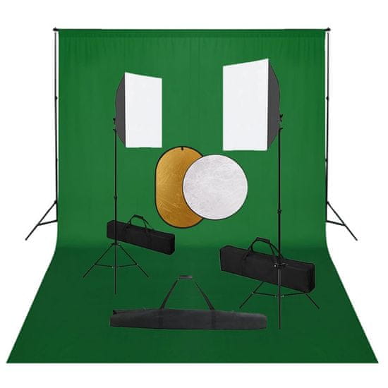 Vidaxl Foto studijski komplet s softboxi, ozadjem in odbojnikom