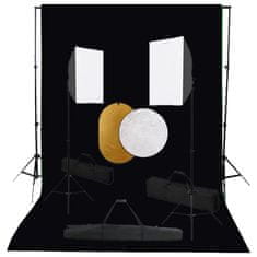 Vidaxl Foto studijski komplet s softboxi, ozadjem in odbojnikom