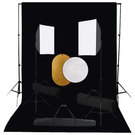 Vidaxl Foto studijski komplet s softboxi, ozadjem in odbojnikom
