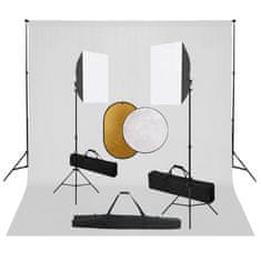 Vidaxl Foto studijski komplet s softboxi, ozadjem in odbojnikom