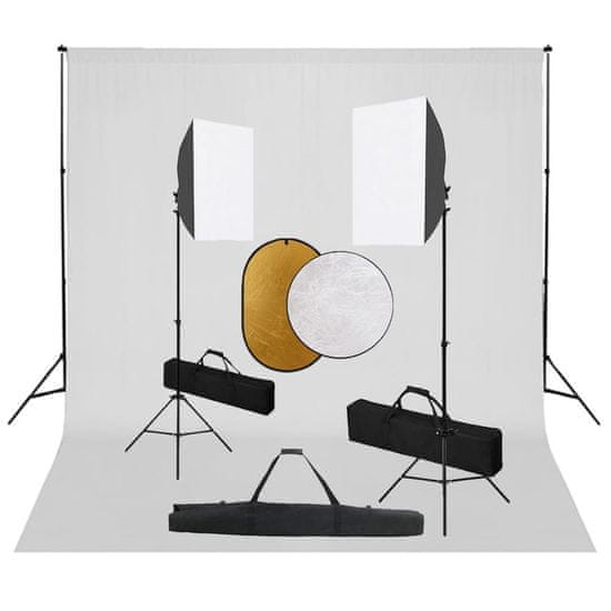 Vidaxl Foto studijski komplet s softboxi, ozadjem in odbojnikom