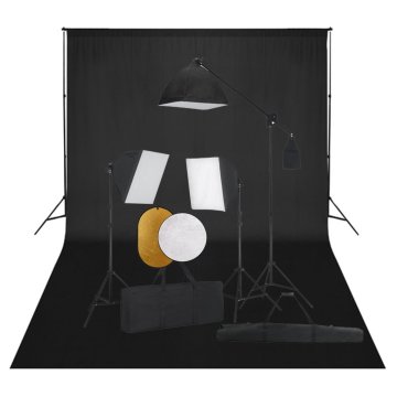 Vidaxl Foto studijski komplet s softboxi, ozadjem in odbojnikom