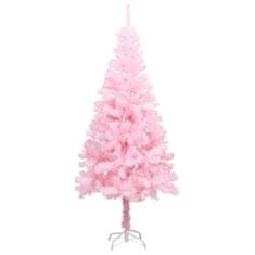 Vidaxl Umetna osvetljena novoletna jelka z bunkicami roza 180 cm PVC