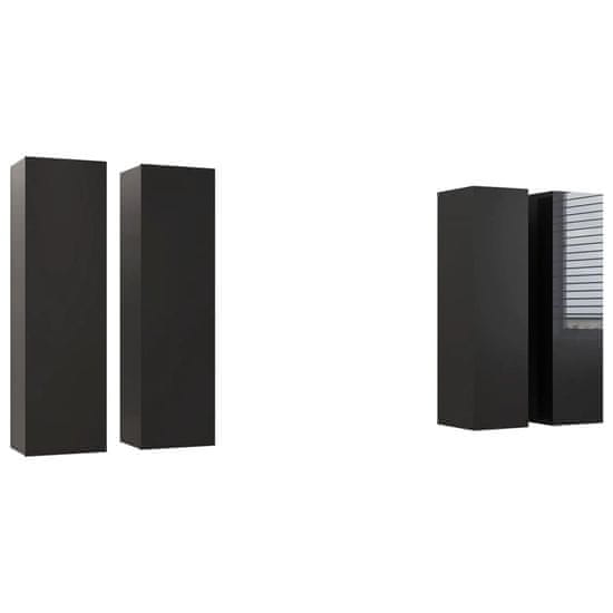 Vidaxl TV omarice 4 kosi visok sijaj črne 30,5x30x110 cm iverna plošča