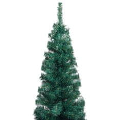 Vidaxl Ozka umetna novoletna jelka s stojalom zelena 120 cm PVC