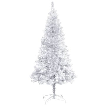 Vidaxl Umetna novoletna jelka s stojalom srebrna 120 cm PET