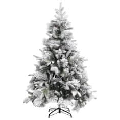 Vidaxl Novoletna jelka s snegom in storži 150 cm PVC in PE