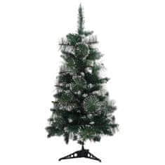 Vidaxl Umetna novoletna jelka s stojalom zelena in bela 90 cm PVC