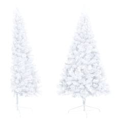 shumee vidaXL Umetna polovična novoletna jelka s stojalom bela 120 cm PVC