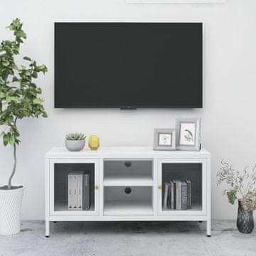 Vidaxl vidaXL TV stojalo belo 105x35x52 cm jeklo in steklo