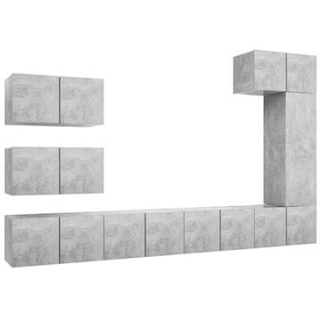 Vidaxl Komplet TV omaric 8-delni betonsko siva iverna plošča
