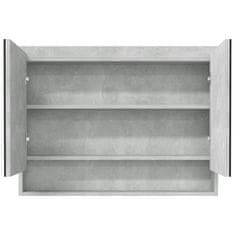 Vidaxl Kopalniška omarica z ogledalom 80x15x60 cm MDF betonsko siva
