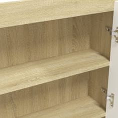 Vidaxl Kopalniška omarica z ogledalom 80x15x60 cm MDF bela in hrast