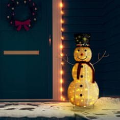 Greatstore Okrasni novoletni snežak LED razkošno blago 120 cm