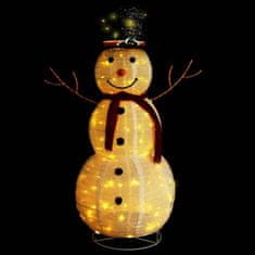 Greatstore Okrasni novoletni snežak LED razkošno blago 120 cm