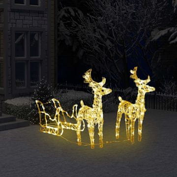 Vidaxl vidaXL Božična dekoracija Severni jelen s sanmi, 160 LED diod, 130 cm