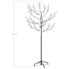 Vidaxl Božično drevesce 120 LED lučk modri češnjevi cvetovi 150 cm