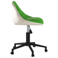 Vidaxl Vrtljivi pisarniški stol, zelen in bel, umetno usnje