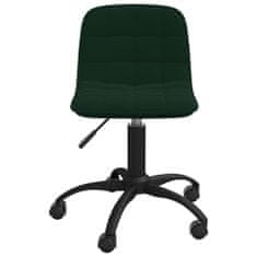 Greatstore Vrtljivi pisarniški stol, temno zelene barve, oblazinjen z žametom