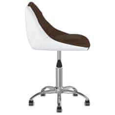 Vidaxl Vrtljivi pisarniški stol, rjava in bela barva, umetno usnje