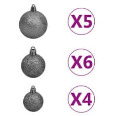 Vidaxl Umetna novoletna jelka osvetljena z bučkami 150 cm 380 vejic