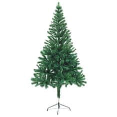 Vidaxl Umetna novoletna jelka osvetljena z bučkami 150 cm 380 vejic