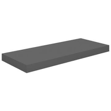 Vidaxl Stenska polica visok sijaj siva 60x23,5x3,8 cm MDF