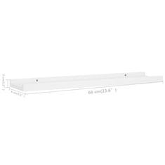 Vidaxl Police z robom 2 kosa bele 60x9x3 cm mediapan