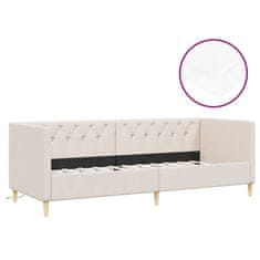 Vidaxl Dnevna postelja USB z vzmetnico krem blago 90x200 cm