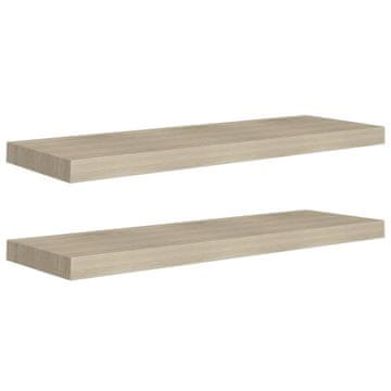 Vidaxl Stenske police 2 kosa barva hrasta 80x23,5x3,8 cm MDF