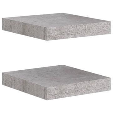 Vidaxl Stenske police 2 kosa betonsko sive 23x23,5x3,8 cm MDF