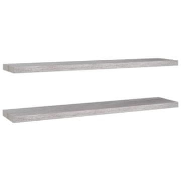 Vidaxl Stenske police 2 kosa betonsko sive 120x23,5x3,8 cm MDF