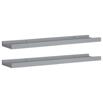 Vidaxl Police z robom 2 kosa sive 60x9x3 cm mediapan