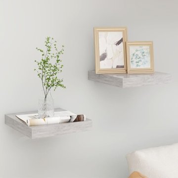 Vidaxl vidaXL Stenske police, 2 kosa, betonsko sive, 23 x 23,5 x 3,8 cm, MDF