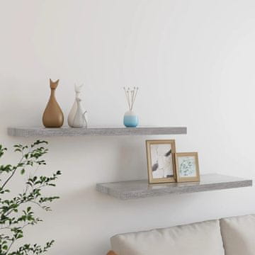 Vidaxl vidaXL Stenske police, 2 kosa, betonsko sive, 80 x 23,5 x 3,8 cm, MDF