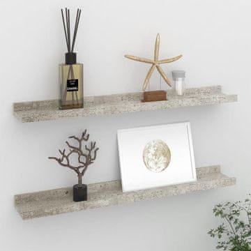 Vidaxl vidaXL Stenske police, 2 kosa, betonsko sive, 60 x 9 x 3 cm
