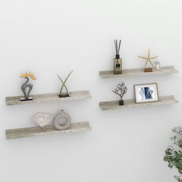 Vidaxl vidaXL Stenske police, 4 kosi, betonsko sive, 60 x 9 x 3 cm