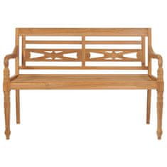 Vidaxl Klop Batavia s svetlo zeleno blazino 150 cm trdna tikovina