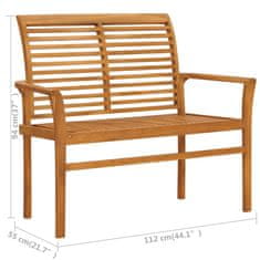 Vidaxl Vrtna klop s svetlo zeleno blazino 112 cm trdna tikovina