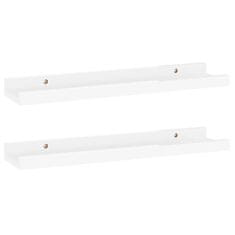 Vidaxl Stenska polica 2 kosa visok sijaj bela 40x9x3 cm