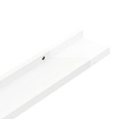 Vidaxl Stenska polica 2 kosa visok sijaj bela 40x9x3 cm
