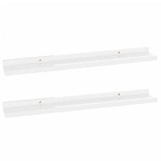 Vidaxl Stenska polica 2 kosa visok sijaj bela 60x9x3 cm