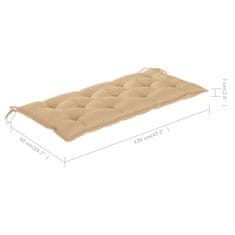 Vidaxl Vrtna klop z blazino 120 cm trdna tikovina